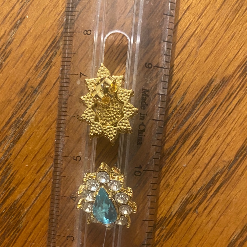 Elegant Gold and Blue Teardrop Earrings
